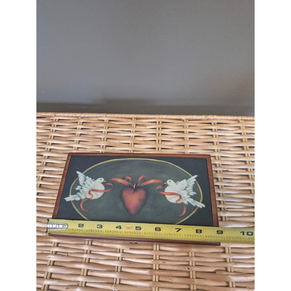 Lane Vintage 1995 Cedar Chest Jewelry Box Patty Butters Doves Heart Folk Art